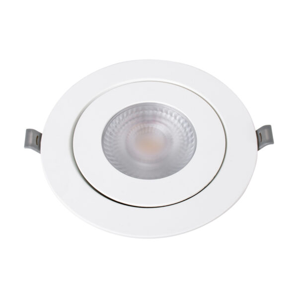 GloboStar® LEXIS JOINT 60989 Χωνευτό LED Κινούμενο Spot Downlight 12W 1140lm 45° AC 220-240V IP44 Φ15.8cm x Υ4.1cm – Στρόγγυλο – Λευκό – Θερμό Λευκό 2700K – Bridgelux Chip – TÜV Certified Driver – 5 Years Warranty