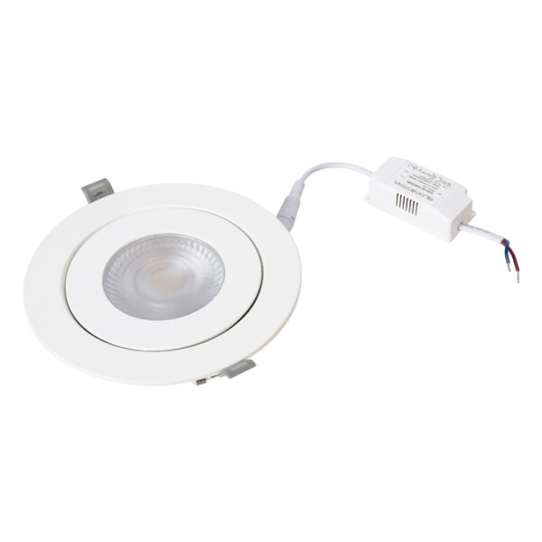 GloboStar® LEXIS JOINT 60989 Χωνευτό LED Κινούμενο Spot Downlight 12W 1140lm 45° AC 220-240V IP44 Φ15.8cm x Υ4.1cm – Στρόγγυλο – Λευκό – Θερμό Λευκό 2700K – Bridgelux Chip – TÜV Certified Driver – 5 Years Warranty