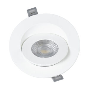 GloboStar® LEXIS JOINT 60990 Χωνευτό LED Κινούμενο Spot Downlight 7W 680lm 45° AC 220-240V IP44 Φ12cm x Υ3.1cm – Στρόγγυλο – Λευκό – Φυσικό Λευκό 4500K – Bridgelux Chip – TÜV Certified Driver – 5 Years Warranty