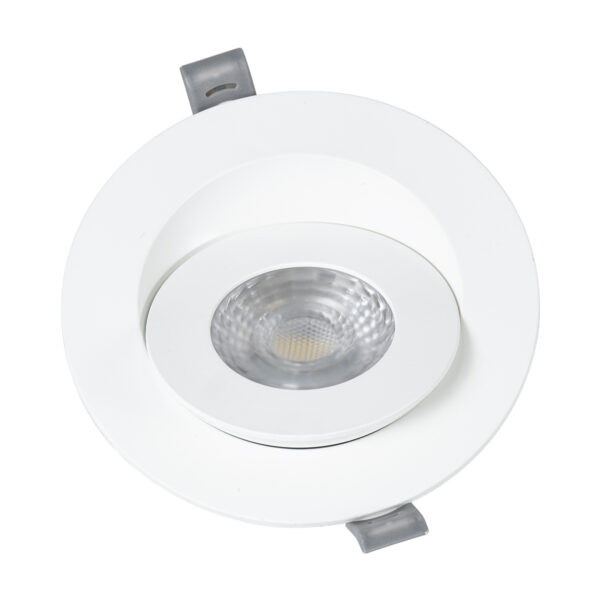 GloboStar® LEXIS JOINT 60990 Χωνευτό LED Κινούμενο Spot Downlight 7W 680lm 45° AC 220-240V IP44 Φ12cm x Υ3.1cm – Στρόγγυλο – Λευκό – Φυσικό Λευκό 4500K – Bridgelux Chip – TÜV Certified Driver – 5 Years Warranty