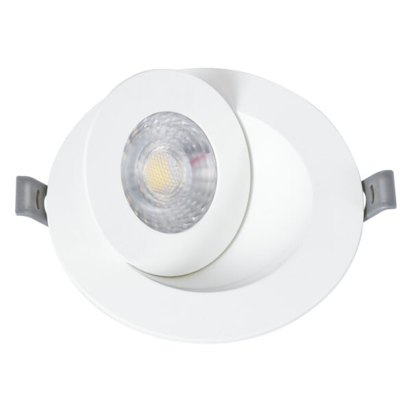 GloboStar® LEXIS JOINT 60990 Χωνευτό LED Κινούμενο Spot Downlight 7W 680lm 45° AC 220-240V IP44 Φ12cm x Υ3.1cm – Στρόγγυλο – Λευκό – Φυσικό Λευκό 4500K – Bridgelux Chip – TÜV Certified Driver – 5 Years Warranty