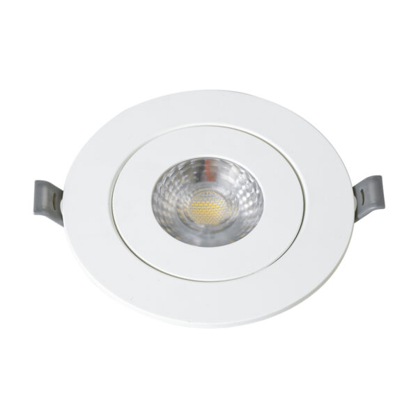 GloboStar® LEXIS JOINT 60990 Χωνευτό LED Κινούμενο Spot Downlight 7W 680lm 45° AC 220-240V IP44 Φ12cm x Υ3.1cm – Στρόγγυλο – Λευκό – Φυσικό Λευκό 4500K – Bridgelux Chip – TÜV Certified Driver – 5 Years Warranty