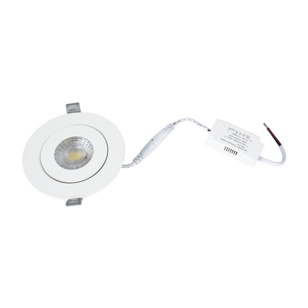 GloboStar® LEXIS JOINT 60990 Χωνευτό LED Κινούμενο Spot Downlight 7W 680lm 45° AC 220-240V IP44 Φ12cm x Υ3.1cm – Στρόγγυλο – Λευκό – Φυσικό Λευκό 4500K – Bridgelux Chip – TÜV Certified Driver – 5 Years Warranty
