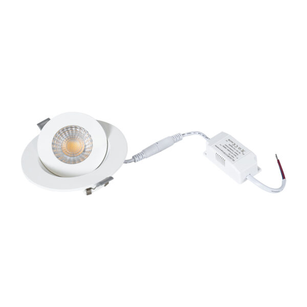 GloboStar® LEXIS JOINT 60991 Χωνευτό LED Κινούμενο Spot Downlight 7W 660lm 45° AC 220-240V IP44 Φ12cm x Υ3.1cm – Στρόγγυλο – Λευκό – Θερμό Λευκό 2700K – Bridgelux Chip – TÜV Certified Driver – 5 Years Warranty