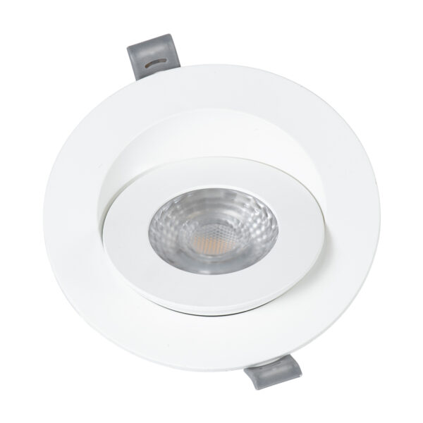 GloboStar® LEXIS JOINT 60991 Χωνευτό LED Κινούμενο Spot Downlight 7W 660lm 45° AC 220-240V IP44 Φ12cm x Υ3.1cm – Στρόγγυλο – Λευκό – Θερμό Λευκό 2700K – Bridgelux Chip – TÜV Certified Driver – 5 Years Warranty