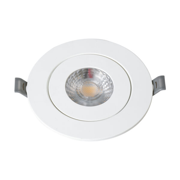 GloboStar® LEXIS JOINT 60991 Χωνευτό LED Κινούμενο Spot Downlight 7W 660lm 45° AC 220-240V IP44 Φ12cm x Υ3.1cm – Στρόγγυλο – Λευκό – Θερμό Λευκό 2700K – Bridgelux Chip – TÜV Certified Driver – 5 Years Warranty