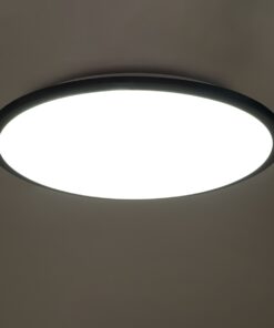 GloboStar® TUFFIN 60996 Πλαφονιέρα Οροφής LED 24W 2760lm 120° AC 220-240V Αδιάβροχη IP54 Φ30 x Υ6.5cm Ψυχρό Λευκό 6000K – Μαύρο – Bridgelux Chips – 3 Years Warranty