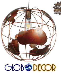 GloboStar® EARTH 01665 Vintage Industrial Κρεμαστό Φωτιστικό Οροφής Μονόφωτο 1 x E27 Καφέ Σκουριά Μεταλλικό Πλέγμα Φ40 x Υ40cm