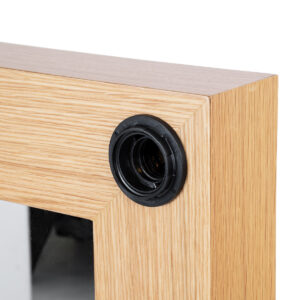 GloboStar® MAKEUP MIRROR-60×90-1 Μοντέρνος Καθρέπτης Μακιγιάζ με Πλαίσιο Φυσικού Ξύλου με Διακόπτη On/Off 10 x E27 AC220-240V – Μ60 x Π7 x Υ90cm – Μπεζ Δρυς