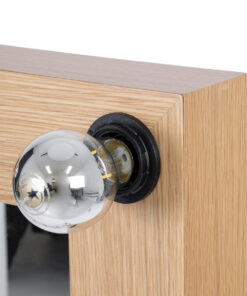 GloboStar® MAKEUP MIRROR-60×90-1 Μοντέρνος Καθρέπτης Μακιγιάζ με Πλαίσιο Φυσικού Ξύλου με Διακόπτη On/Off 10 x E27 AC220-240V – Μ60 x Π7 x Υ90cm – Μπεζ Δρυς