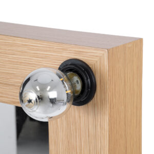 GloboStar® MAKEUP MIRROR-60×90-1 Μοντέρνος Καθρέπτης Μακιγιάζ με Πλαίσιο Φυσικού Ξύλου με Διακόπτη On/Off 10 x E27 AC220-240V – Μ60 x Π7 x Υ90cm – Μπεζ Δρυς