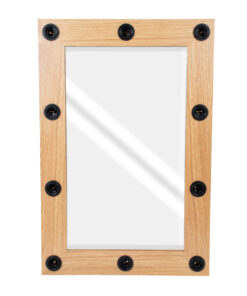 GloboStar® MAKEUP MIRROR-60×90-1 Μοντέρνος Καθρέπτης Μακιγιάζ με Πλαίσιο Φυσικού Ξύλου με Διακόπτη On/Off 10 x E27 AC220-240V – Μ60 x Π7 x Υ90cm – Μπεζ Δρυς