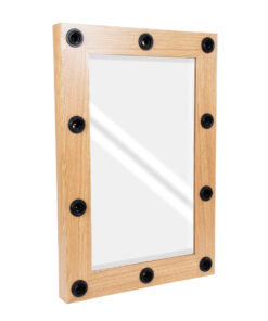 GloboStar® MAKEUP MIRROR-60×90-1 Μοντέρνος Καθρέπτης Μακιγιάζ με Πλαίσιο Φυσικού Ξύλου με Διακόπτη On/Off 10 x E27 AC220-240V – Μ60 x Π7 x Υ90cm – Μπεζ Δρυς