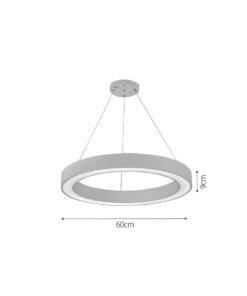 InLight Κρεμαστό φωτιστικό LED 68W 3CCT (by switch on base) σε λευκή απόχρωση D:60cm (6073-60-WH)