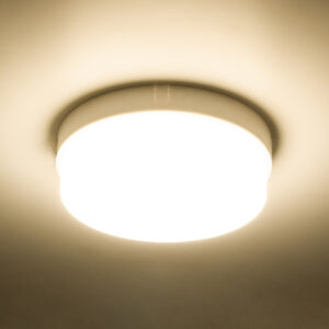 GloboStar® REVANO 61016 LED Πλαφονιέρα Οροφής Στρόγγυλη Φ17 15W 1350lm 180° AC 220-240V Αδιάβροχη IP54 Φ17 x Υ5cm Θερμό Λευκό 2700K – 2 Χρόνια Εγγύηση