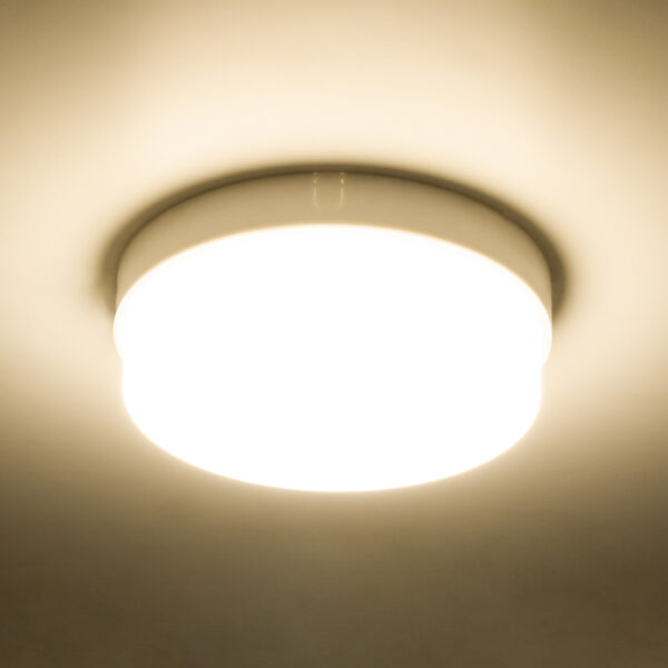 GloboStar® REVANO 61016 LED Πλαφονιέρα Οροφής Στρόγγυλη Φ17 15W 1350lm 180° AC 220-240V Αδιάβροχη IP54 Φ17 x Υ5cm Θερμό Λευκό 2700K – 2 Χρόνια Εγγύηση
