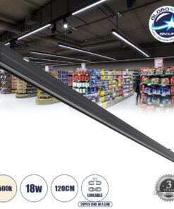 GloboStar® OFFICE 61024-S Γραμμικό Φωτιστικό Οροφής Linear LED 18W 2200lm 120° AC 220-240V Μ120 x Π2 x Υ4cm Φυσικό Λευκό 4500K – Μαύρο – 3 Years Warranty