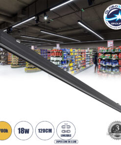 GloboStar® OFFICE 61025-S Γραμμικό Φωτιστικό Οροφής Linear LED 18W 2170lm 120° AC 220-240V Μ120 x Π2 x Υ4cm Θερμό Λευκό 2700K – Μαύρο – 3 Years Warranty