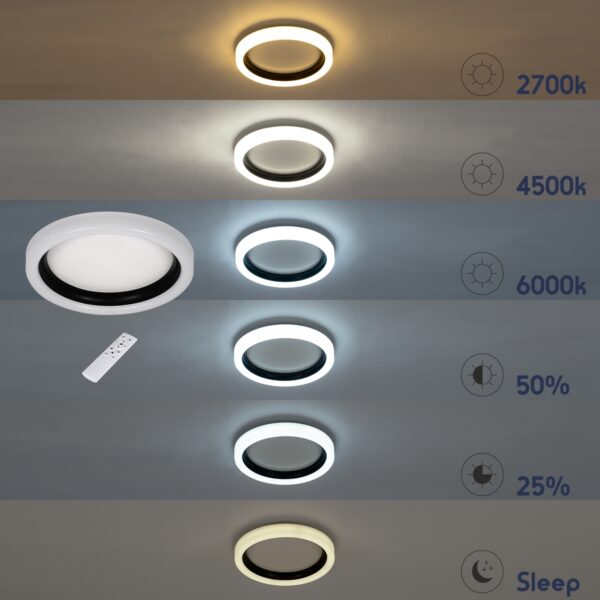 GloboStar® ARIANA 61036 Πλαφονιέρα Οροφής Κύκλος LED CCT 55W 6376lm 120° AC 220-240V – Εναλλαγή Φωτισμού μέσω Τηλεχειριστηρίου All In One Ψυχρό Λευκό 6000k+Φυσικό Λευκό 4500k+Θερμό Λευκό 2700k Dimmable Φ48cm – Ανθρακί – 3 Years Warranty