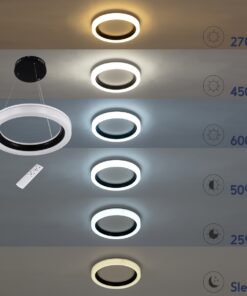 GloboStar® ARIANA 61038 Κρεμαστή Πλαφονιέρα Οροφής Κύκλος LED CCT 55W 6376lm 120° AC 220-240V – Εναλλαγή Φωτισμού μέσω Τηλεχειριστηρίου All In One Ψυχρό Λευκό 6000k+Φυσικό Λευκό 4500k+Θερμό Λευκό 2700k Dimmable Φ48cm – Λευκό – 3 Years Warranty