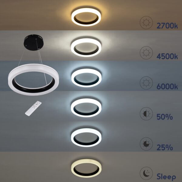GloboStar® ARIANA 61038 Κρεμαστή Πλαφονιέρα Οροφής Κύκλος LED CCT 55W 6376lm 120° AC 220-240V – Εναλλαγή Φωτισμού μέσω Τηλεχειριστηρίου All In One Ψυχρό Λευκό 6000k+Φυσικό Λευκό 4500k+Θερμό Λευκό 2700k Dimmable Φ48cm – Λευκό – 3 Years Warranty