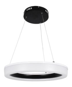 GloboStar® ARIANA 61037 Κρεμαστή Πλαφονιέρα Οροφής Κύκλος LED CCT 55W 6376lm 120° AC 220-240V – Εναλλαγή Φωτισμού μέσω Τηλεχειριστηρίου All In One Ψυχρό Λευκό 6000k+Φυσικό Λευκό 4500k+Θερμό Λευκό 2700k Dimmable Φ48cm – Μαύρο – 3 Years Warranty