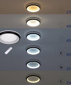 GloboStar® MELINA 61040 Πλαφονιέρα Οροφής Κύκλος LED CCT 55W 6376lm 120° AC 220-240V – Εναλλαγή Φωτισμού μέσω Τηλεχειριστηρίου All In One Ψυχρό Λευκό 6000k+Φυσικό Λευκό 4500k+Θερμό Λευκό 2700k Dimmable Φ48cm – Μαύρο – 3 Years Warranty
