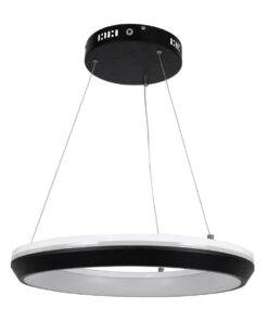 GloboStar® MELINA 61043 Κρεμαστή Πλαφονιέρα Οροφής Κύκλος LED CCT 55W 6376lm 120° AC 220-240V – Εναλλαγή Φωτισμού μέσω Τηλεχειριστηρίου All In One Ψυχρό Λευκό 6000k+Φυσικό Λευκό 4500k+Θερμό Λευκό 2700k Dimmable Φ48cm – Μαύρο – 3 Years Warranty