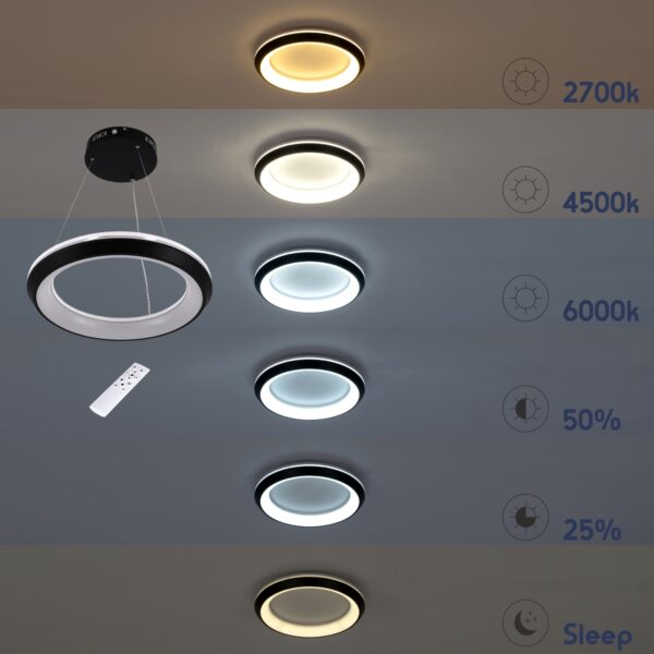 GloboStar® MELINA 61044 Κρεμαστή Πλαφονιέρα Οροφής Κύκλος LED CCT 55W 6376lm 120° AC 220-240V – Εναλλαγή Φωτισμού μέσω Τηλεχειριστηρίου All In One Ψυχρό Λευκό 6000k+Φυσικό Λευκό 4500k+Θερμό Λευκό 2700k Dimmable Φ48cm – Λευκό – 3 Years Warranty