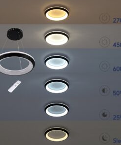 GloboStar® MELINA 61045 Κρεμαστή Πλαφονιέρα Οροφής Κύκλος LED CCT 55W 6376lm 120° AC 220-240V – Εναλλαγή Φωτισμού μέσω Τηλεχειριστηρίου All In One Ψυχρό Λευκό 6000k+Φυσικό Λευκό 4500k+Θερμό Λευκό 2700k Dimmable Φ48cm – Ανθρακί – 3 Years Warranty