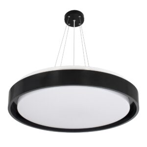 GloboStar® BARCHETTA 61046-P Κρεμαστή Πλαφονιέρα Οροφής LED CCT 72W 8306lm 120° AC 220-240V – Εναλλαγή Φωτισμού μέσω Τηλεχειριστηρίου All In One Ψυχρό 6000k+Φυσικό 4500k+Θερμό 2700k Dimmable Φ48cm – Μαύρο – 3 Years Warranty