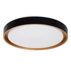 GloboStar® BARCHETTA 61047-S Πλαφονιέρα Οροφής LED CCT 72W 8306lm 120° AC 220-240V – Εναλλαγή Φωτισμού μέσω Τηλεχειριστηρίου All In One Ψυχρό 6000k+Φυσικό 4500k+Θερμό 2700k Dimmable Φ48cm – Μαύρο με Χρυσό – 3 Years Warranty