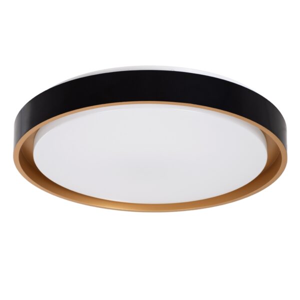 GloboStar® BARCHETTA 61047-S Πλαφονιέρα Οροφής LED CCT 72W 8306lm 120° AC 220-240V – Εναλλαγή Φωτισμού μέσω Τηλεχειριστηρίου All In One Ψυχρό 6000k+Φυσικό 4500k+Θερμό 2700k Dimmable Φ48cm – Μαύρο με Χρυσό – 3 Years Warranty