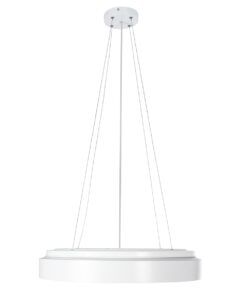 GloboStar® BARCHETTA 61048-P Κρεμαστή Πλαφονιέρα Οροφής LED CCT 72W 8306lm 120° AC 220-240V – Εναλλαγή Φωτισμού μέσω Τηλεχειριστηρίου All In One Ψυχρό 6000k+Φυσικό 4500k+Θερμό 2700k Dimmable Φ48cm – Λευκό με Χρυσό – 3 Years Warranty