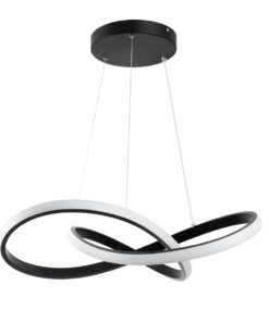 GloboStar® DEXTER 61049 Κρεμαστό Φωτιστικό Οροφής Design LED CCT 72W 8064lm 300° AC 220-240V – Εναλλαγή Φωτισμού μέσω Τηλεχειριστηρίου All In One Ψυχρό 6000k+Φυσικό 4500k+Θερμό 2700k Dimmable Φ56cm – Μαύρο – 3 Years Warranty