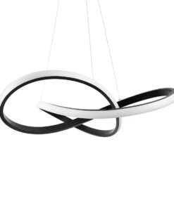 GloboStar® DEXTER 61049 Κρεμαστό Φωτιστικό Οροφής Design LED CCT 72W 8064lm 300° AC 220-240V – Εναλλαγή Φωτισμού μέσω Τηλεχειριστηρίου All In One Ψυχρό 6000k+Φυσικό 4500k+Θερμό 2700k Dimmable Φ56cm – Μαύρο – 3 Years Warranty