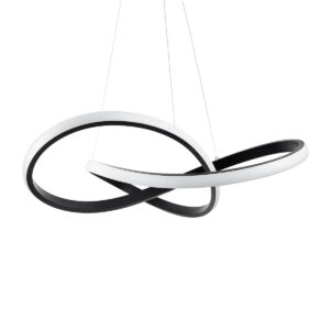 GloboStar® DEXTER 61049 Κρεμαστό Φωτιστικό Οροφής Design LED CCT 72W 8064lm 300° AC 220-240V – Εναλλαγή Φωτισμού μέσω Τηλεχειριστηρίου All In One Ψυχρό 6000k+Φυσικό 4500k+Θερμό 2700k Dimmable Φ56cm – Μαύρο – 3 Years Warranty