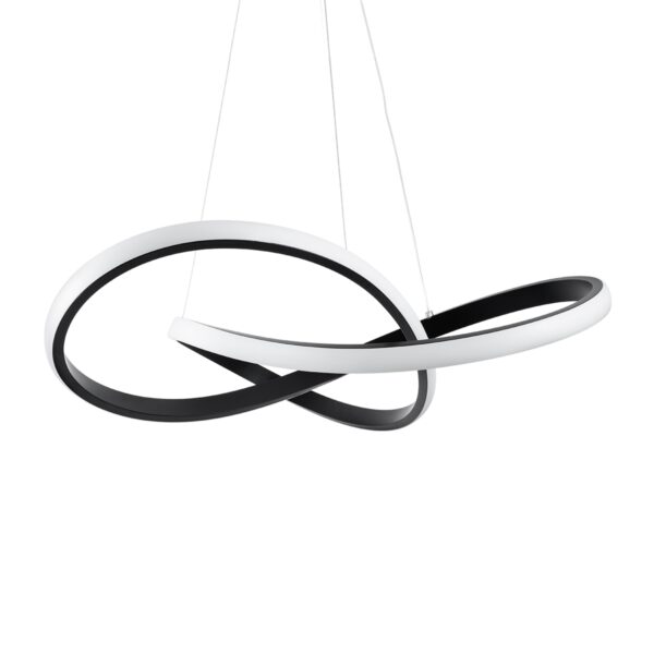 GloboStar® DEXTER 61049 Κρεμαστό Φωτιστικό Οροφής Design LED CCT 72W 8064lm 300° AC 220-240V – Εναλλαγή Φωτισμού μέσω Τηλεχειριστηρίου All In One Ψυχρό 6000k+Φυσικό 4500k+Θερμό 2700k Dimmable Φ56cm – Μαύρο – 3 Years Warranty