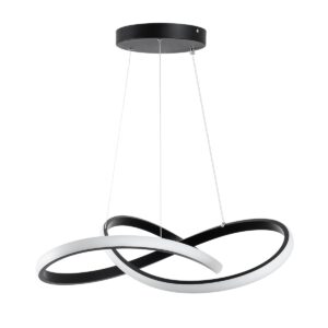 GloboStar® DEXTER 61049 Κρεμαστό Φωτιστικό Οροφής Design LED CCT 72W 8064lm 300° AC 220-240V – Εναλλαγή Φωτισμού μέσω Τηλεχειριστηρίου All In One Ψυχρό 6000k+Φυσικό 4500k+Θερμό 2700k Dimmable Φ56cm – Μαύρο – 3 Years Warranty