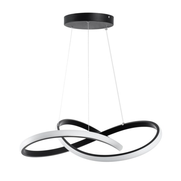 GloboStar® DEXTER 61049 Κρεμαστό Φωτιστικό Οροφής Design LED CCT 72W 8064lm 300° AC 220-240V – Εναλλαγή Φωτισμού μέσω Τηλεχειριστηρίου All In One Ψυχρό 6000k+Φυσικό 4500k+Θερμό 2700k Dimmable Φ56cm – Μαύρο – 3 Years Warranty