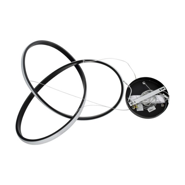 GloboStar® DEXTER 61049 Κρεμαστό Φωτιστικό Οροφής Design LED CCT 72W 8064lm 300° AC 220-240V – Εναλλαγή Φωτισμού μέσω Τηλεχειριστηρίου All In One Ψυχρό 6000k+Φυσικό 4500k+Θερμό 2700k Dimmable Φ56cm – Μαύρο – 3 Years Warranty