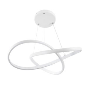 GloboStar® DEXTER 61050 Κρεμαστό Φωτιστικό Οροφής Design LED CCT 72W 8064lm 300° AC 220-240V – Εναλλαγή Φωτισμού μέσω Τηλεχειριστηρίου All In One Ψυχρό 6000k+Φυσικό 4500k+Θερμό 2700k Dimmable Φ56cm – Λευκό – 3 Years Warranty
