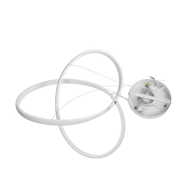 GloboStar® DEXTER 61050 Κρεμαστό Φωτιστικό Οροφής Design LED CCT 72W 8064lm 300° AC 220-240V – Εναλλαγή Φωτισμού μέσω Τηλεχειριστηρίου All In One Ψυχρό 6000k+Φυσικό 4500k+Θερμό 2700k Dimmable Φ56cm – Λευκό – 3 Years Warranty