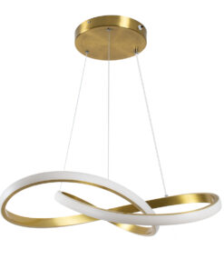 GloboStar® DEXTER 61051 Κρεμαστό Φωτιστικό Οροφής Design LED CCT 72W 8064lm 300° AC 220-240V – Εναλλαγή Φωτισμού μέσω Τηλεχειριστηρίου All In One Ψυχρό 6000k+Φυσικό 4500k+Θερμό 2700k Dimmable Φ56cm – Χρυσό Βούρτσας – 3 Years Warranty