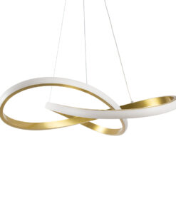 GloboStar® DEXTER 61051 Κρεμαστό Φωτιστικό Οροφής Design LED CCT 72W 8064lm 300° AC 220-240V – Εναλλαγή Φωτισμού μέσω Τηλεχειριστηρίου All In One Ψυχρό 6000k+Φυσικό 4500k+Θερμό 2700k Dimmable Φ56cm – Χρυσό Βούρτσας – 3 Years Warranty