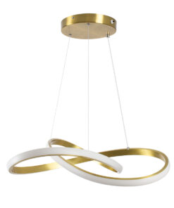 GloboStar® DEXTER 61051 Κρεμαστό Φωτιστικό Οροφής Design LED CCT 72W 8064lm 300° AC 220-240V – Εναλλαγή Φωτισμού μέσω Τηλεχειριστηρίου All In One Ψυχρό 6000k+Φυσικό 4500k+Θερμό 2700k Dimmable Φ56cm – Χρυσό Βούρτσας – 3 Years Warranty