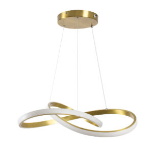 GloboStar® DEXTER 61051 Κρεμαστό Φωτιστικό Οροφής Design LED CCT 72W 8064lm 300° AC 220-240V – Εναλλαγή Φωτισμού μέσω Τηλεχειριστηρίου All In One Ψυχρό 6000k+Φυσικό 4500k+Θερμό 2700k Dimmable Φ56cm – Χρυσό Βούρτσας – 3 Years Warranty