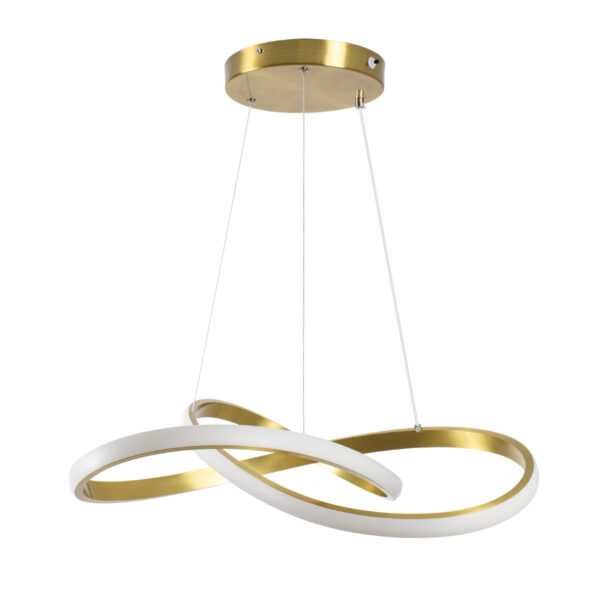 GloboStar® DEXTER 61051 Κρεμαστό Φωτιστικό Οροφής Design LED CCT 72W 8064lm 300° AC 220-240V – Εναλλαγή Φωτισμού μέσω Τηλεχειριστηρίου All In One Ψυχρό 6000k+Φυσικό 4500k+Θερμό 2700k Dimmable Φ56cm – Χρυσό Βούρτσας – 3 Years Warranty
