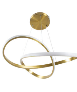 GloboStar® DEXTER 61051 Κρεμαστό Φωτιστικό Οροφής Design LED CCT 72W 8064lm 300° AC 220-240V – Εναλλαγή Φωτισμού μέσω Τηλεχειριστηρίου All In One Ψυχρό 6000k+Φυσικό 4500k+Θερμό 2700k Dimmable Φ56cm – Χρυσό Βούρτσας – 3 Years Warranty