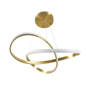 GloboStar® DEXTER 61051 Κρεμαστό Φωτιστικό Οροφής Design LED CCT 72W 8064lm 300° AC 220-240V – Εναλλαγή Φωτισμού μέσω Τηλεχειριστηρίου All In One Ψυχρό 6000k+Φυσικό 4500k+Θερμό 2700k Dimmable Φ56cm – Χρυσό Βούρτσας – 3 Years Warranty